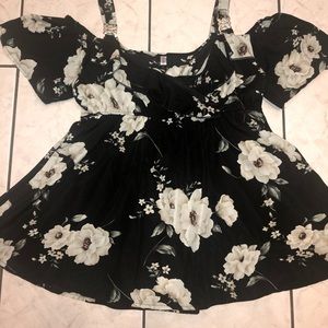 Floral Cold Shoulder Babydoll Top